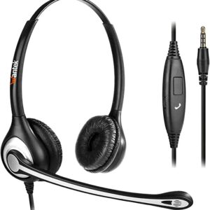 Auriculares para call center para PC y teléfono celular con micrófono con cancelación de ruido