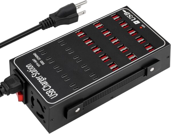 Estación de carga multidispositivo, 50 puertos (30 USB A + 20 USB C)