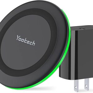 yootech Cargador inalámbrico, almohadilla de carga inalámbrica máxima de 10 W con adaptador rápido