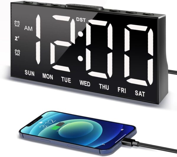 Reloj despertador digital con pantalla grande