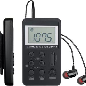 Radio de bolsillo AM/FM con pantalla LCD