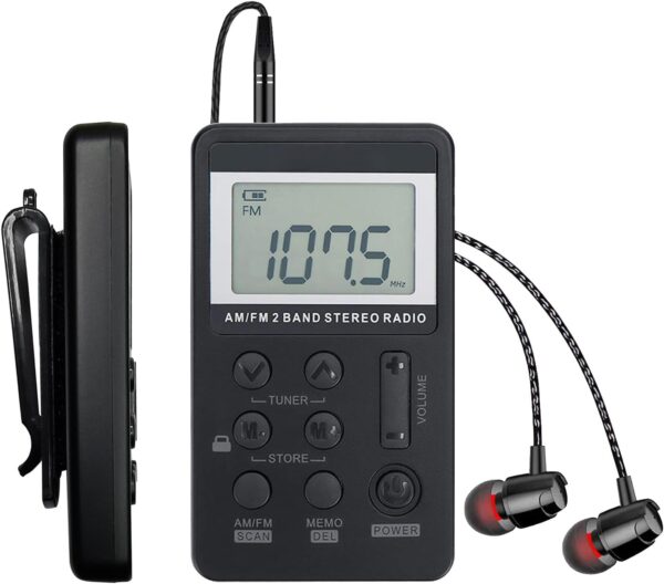 Radio de bolsillo AM/FM con pantalla LCD
