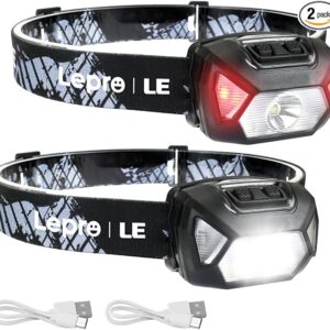 LE Linterna frontal LED recargable, 6 modos