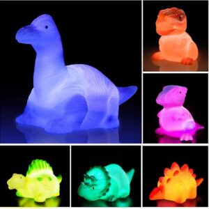 Juguetes de baño de dinosaurios iluminados de goma flotantes (6 paquetes)