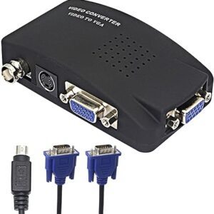 XMSJSIY Convertidor de video BNC a VGA, entrada S-Video a salida VGA,
