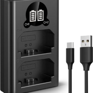 cargador de batería de doble ranura con pantalla LCD