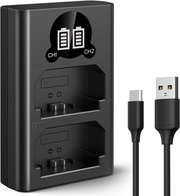 cargador de batería de doble ranura con pantalla LCD