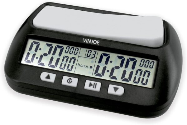 VINJOE Reloj de ajedrez digital profesional para juegos de mesa