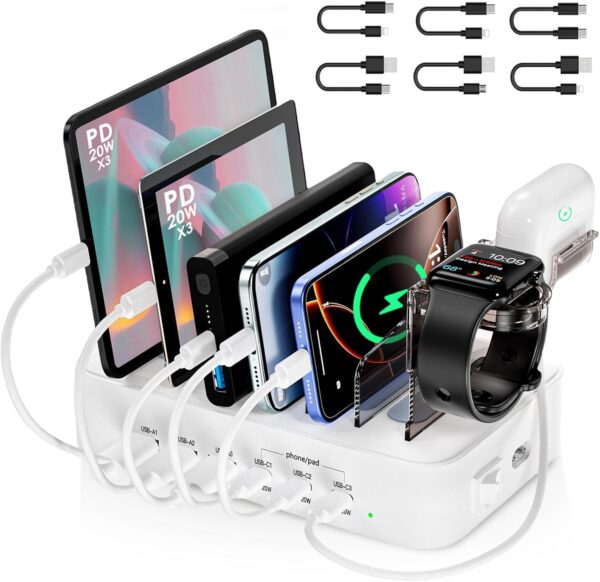 Estación de carga múltiple - 3PD USB C puertos estación de carga rápida