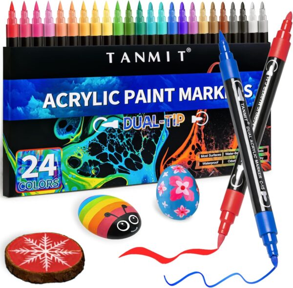 Bolígrafos de pintura acrílica de 24 colores doble punta