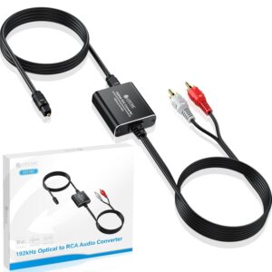 Adaptador óptico profesional a RCA de 7 pies/6.9 ft, convertidor DAC largo de 192 kHz/24 bits