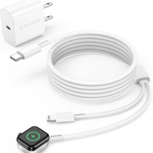 cable USB C 2 en 1 para iWatch y iPhone, cable de carga rápida de 6 pies con cargador de pared