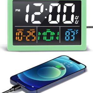 Reloj despertador digital, con pantalla LED grande de 5.5 pulgadas, volumen de alarma ajustable