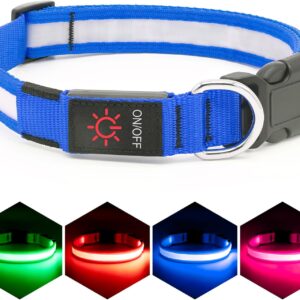 Vizpet Collar para perro con luz LED, ajustable, recargable por USB