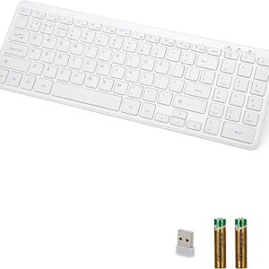 Teclado Bluetooth inalámbrico, teclado universal multidispositivo con teclado numérico y teclas rápidas multimedia, conexión USB + Dual BT, teclado delgado de diseño ergonómico