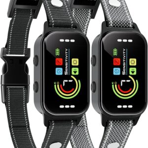 Paquete de 2 collares antiladridos para perros grandes, medianos y pequeños, de 8 a 130 libras, collar de ladrido automático, collar de entrenamiento de ladridos con 7 sensibilidades ajustables