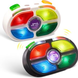 Juego de mano de 7 teclas con 4 modos de juego, juegos de mesa para 1 o 2 jugadores, luces y sonido ajustable, a partir de 8 años