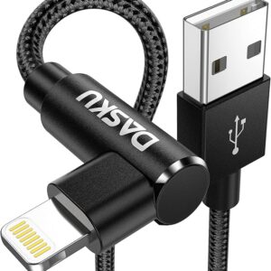 Paquete de 2 cables de carga para iPhone de 90 grados, 6 pies, de ángulo recto, de nailon trenzado, con certificación Mfi, compatible con iPhone 14, 13, 12, 11 Pro Max, XS, XR, X, 8, 7, 6, 5 Plus,