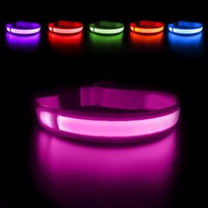 MASBRILL Collar de perro iluminado, collar de perro con luz LED, collar de perro recargable.