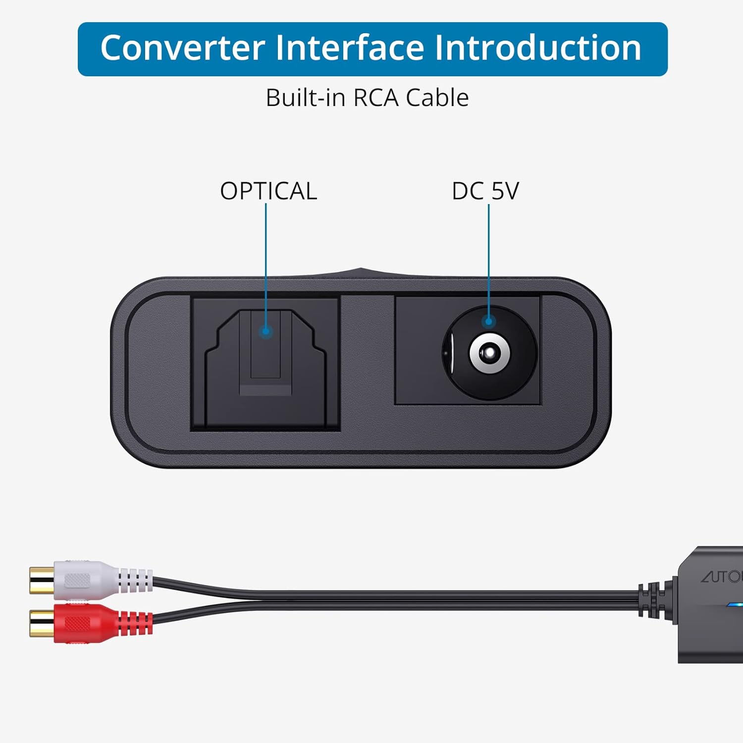 AUTOUTLET Convertidor óptico a RCA de 192 kHz DAC Convertidor de audio digital a analógico - Imagen 8