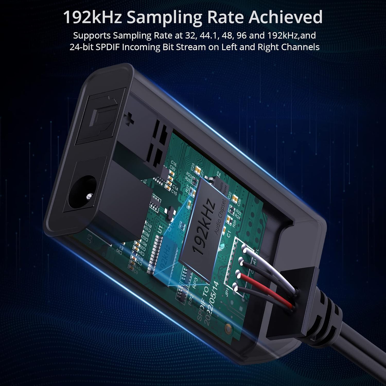 AUTOUTLET Convertidor óptico a RCA de 192 kHz DAC Convertidor de audio digital a analógico - Imagen 7