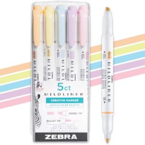 Juego de resaltadores de doble punta Zebra Pen Mildliner, puntas de cincel y viñetas, ideal