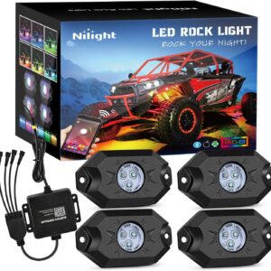 Nilight Juego de luces LED RGB bajo el auto, neón, 4 receptáculos, multicolor, brillo interno