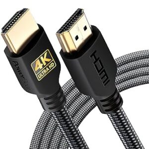 PowerBear - Cable HDMI 4K 10 pies, nailon trenzado y conectores dorados Pack de 1 Negro.