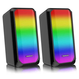 Altavoces estéreo para computadora con iluminación RGB dinámica USB