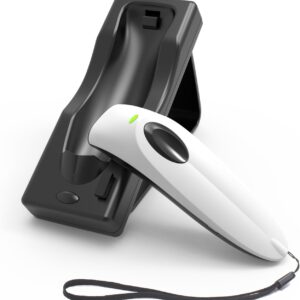 Escáner de código de barras inalámbrico Bluetooth de mano con base 2.4G inalámbrico+USB con cable