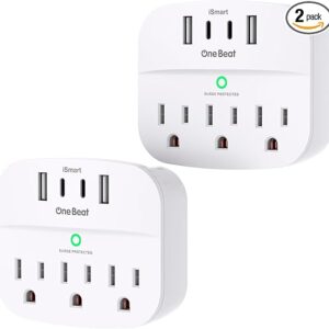 One Beat Paquete de 2 divisores de enchufes múltiples con USB.