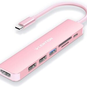LENTION Hub USB C con carga de 100 W, HDMI 4K, lector de tarjetas dual, USB 3.0 y 2.0 compatible.