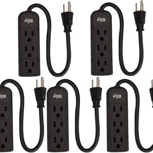 KMC Paquete de 5 cables de extensión de regleta de alimentación de 3 tomas.
