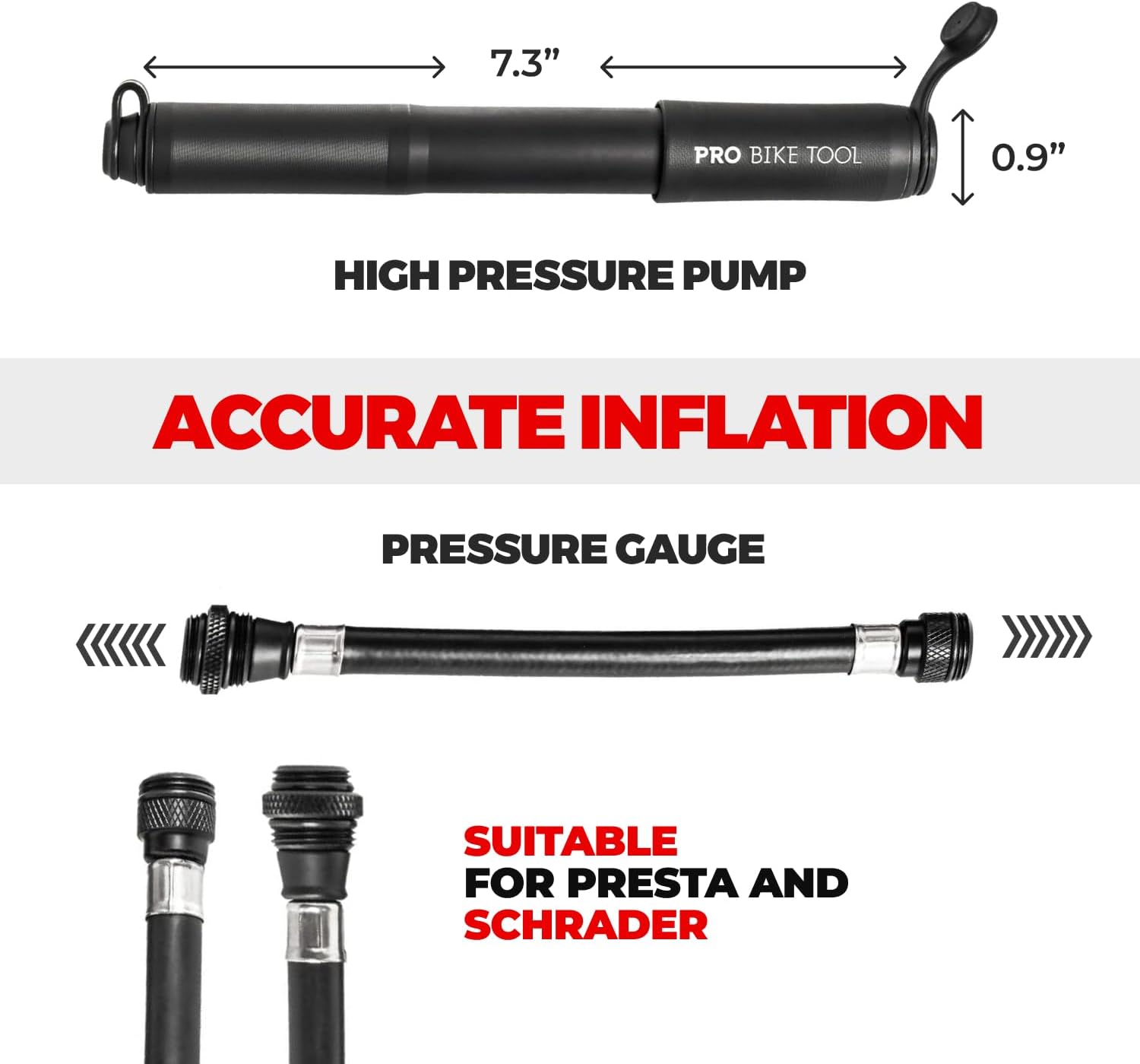 Pro Bike Tool Mini Bike Pump - Compact and Portable Bicycle Tire Pump for Fast Inflation - Imagen 5