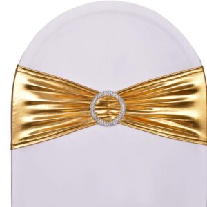 50 bandas elásticas de elastano metálicas doradas con hebilla para Navidad, boda, fiesta, banquete