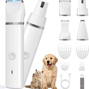 Kit de cortapelos para perros, cortadora de pelo de bajo ruido, recargable, amoladora de uñas