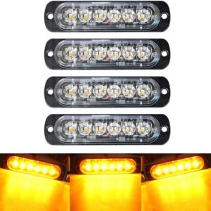 Paquete de 4 luces estroboscópicas LED ámbar para vehículos, camiones, kit de luces estroboscópicas