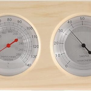 Dyna-Living 2 en 1 Sauna de madera para sauna higrotermógrafo interior Fahrenheit termómetro.