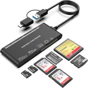 Lector de tarjetas USB C USB3.0 para tarjetas SD, CF, Micro SD, XD, MS - Hub adaptador 7 en 1.