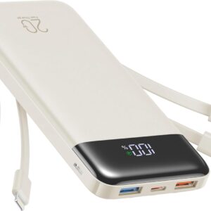charmast Cargador portátil de 20000 mAh con cables integrados cargador de batería de viaje de 22.5W