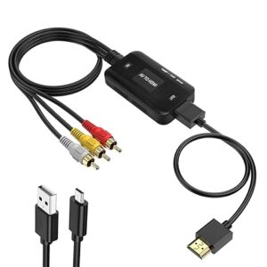 Convertidor RCA a HDMI, adaptador compuesto macho AV compatible 1080P PAL/NTSC compatible.