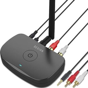 Besign BE-RCA Receptor de música Bluetooth de largo alcance, adaptador de audio inalámbrico.