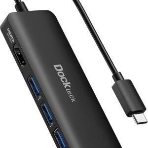 USB C HUB 4K 60Hz, adaptador multipuerto dockteck USB-C 5 en 1 con HDMI 4K, entrega de energía.