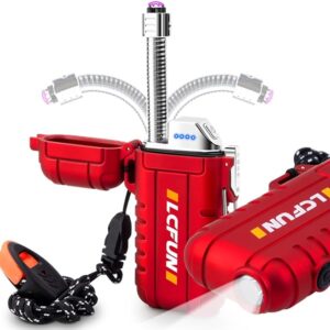 LcFun - Encendedor electrónico recargable por USB tipo C, de doble arco, con cuello flexible.