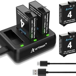 Artman Osmo Action 3 - Batería de 1800 mAh con cargador rápido USB de 3 canales.