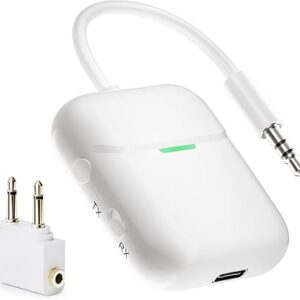 Nulaxy Transmisor de audio inalámbrico Bluetooth en vuelo para hasta 2 AirPods y auriculares.