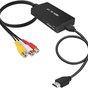 Tengchi Convertidor RCA a HDMI, adaptador compuesto a HDMI, compatible con 1080P PAL/NTSC.