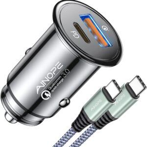 AINOPE Cargador de coche USB C de 67.5 W, carga rápida, [diseño invisible].