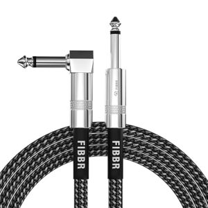 FIBBR Cable de guitarra (10 pies), cable de instrumento de ángulo recto de 1/4 para bajo eléctrico.