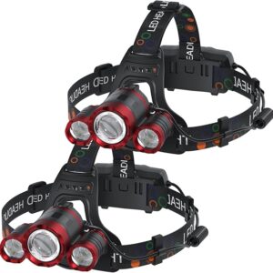 Linterna frontal recargable de 1200 lúmenes, súper brillante, 4 modos.